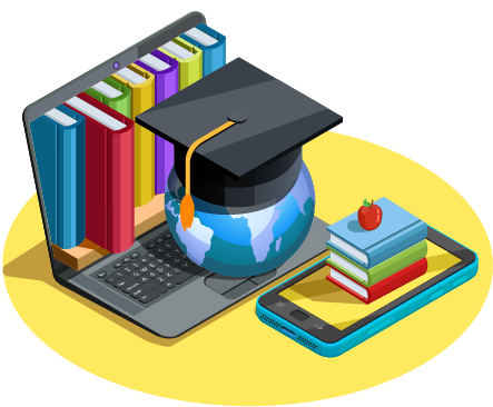 Siswa jurusan IPS sedang berdiskusi di kelas dengan latar peta dunia dan grafik ekonomi